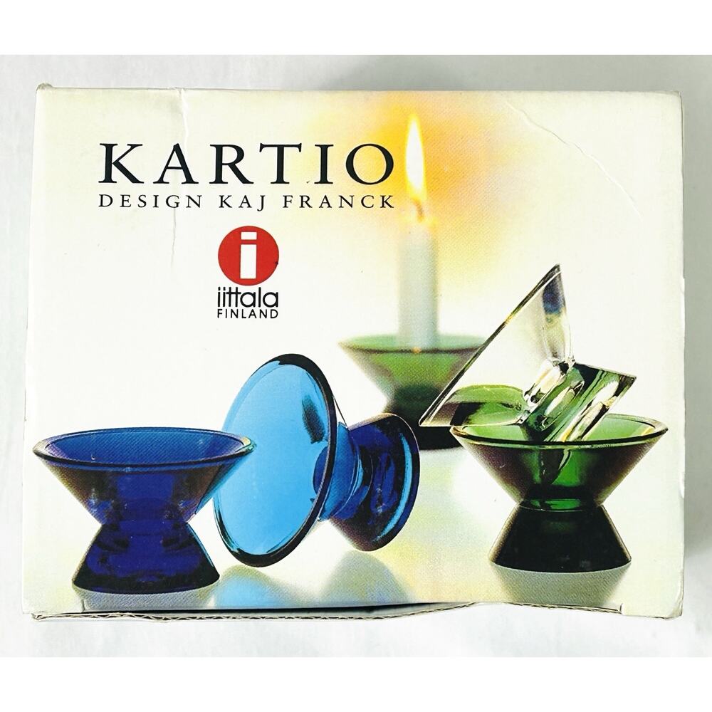 Pair of iittala Kartio Cobalt Blue Candle Holders Finland in Original Box - Picture 8 of 8